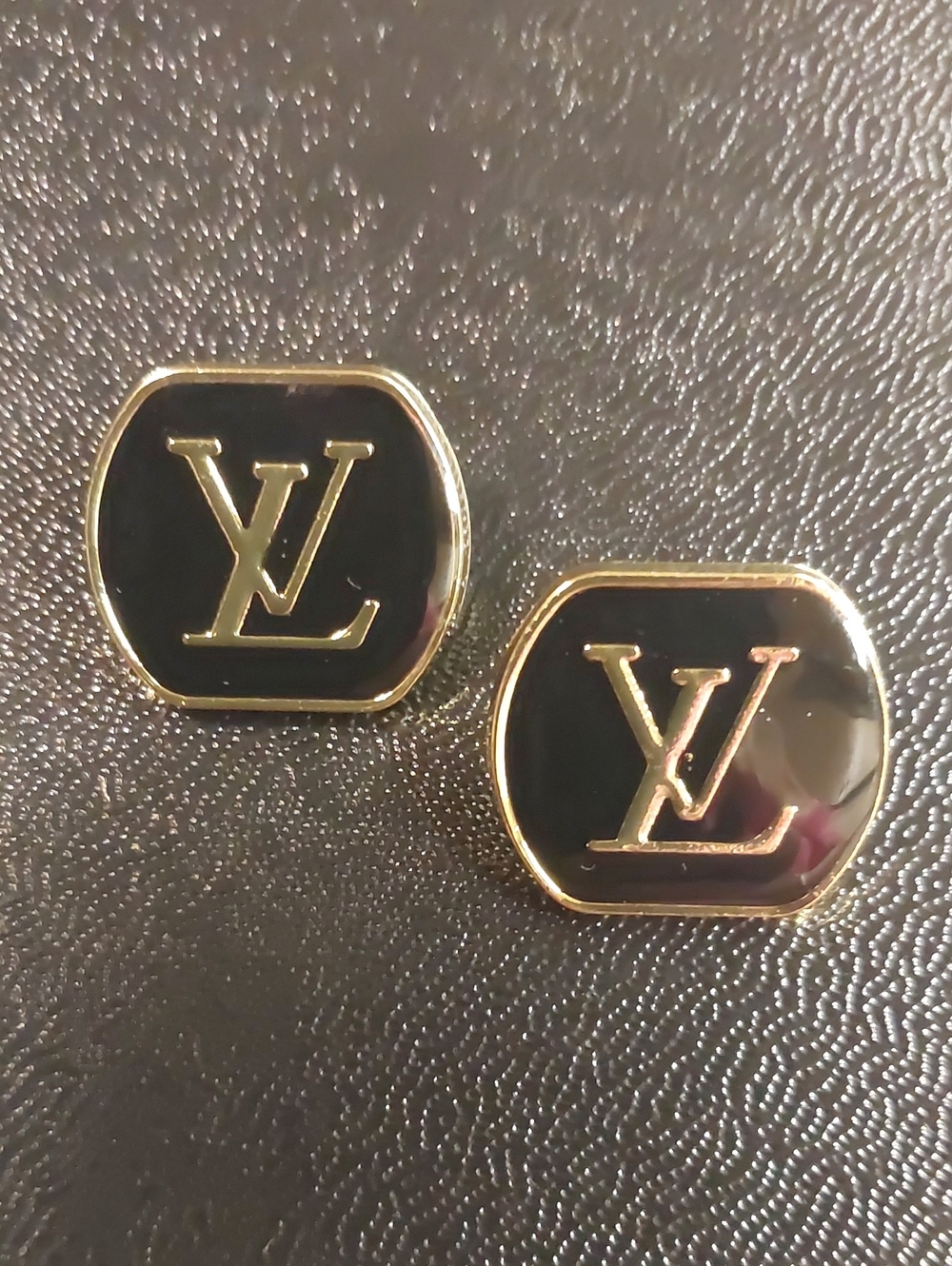 New LV Black & Gold Octagon Cufflinks